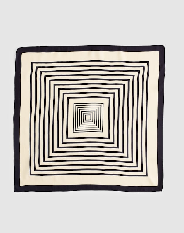 Small Silk Bandana GEOMETRIC SQ SCARF VANILLA