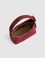 The Sculptural-Buckle Shoulder Bag in Suede SANGRIA