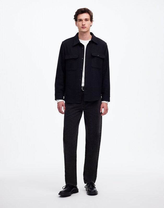Brushed Easy Shirt-Jacket in Italian Fabric TRUE BLACK