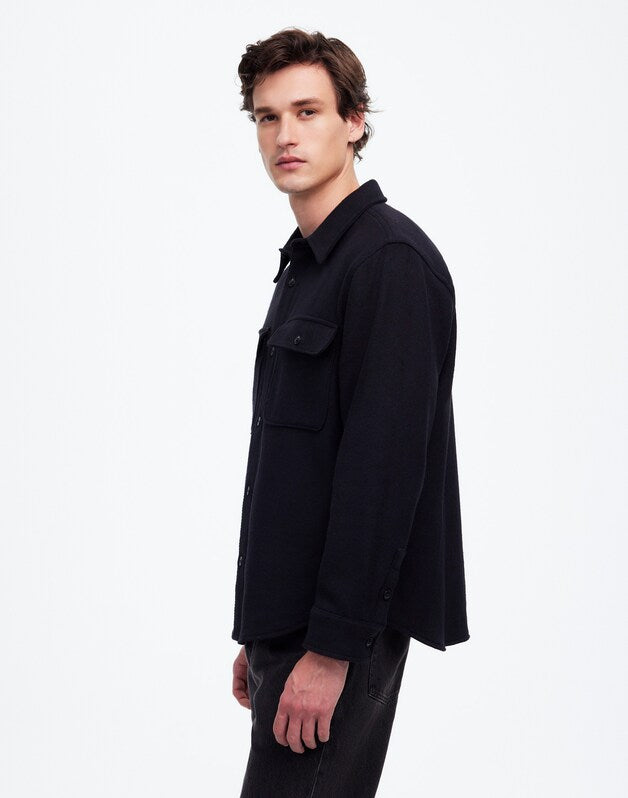 Brushed Easy Shirt-Jacket in Italian Fabric TRUE BLACK