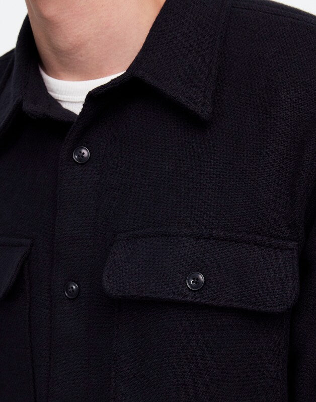 Brushed Easy Shirt-Jacket in Italian Fabric TRUE BLACK