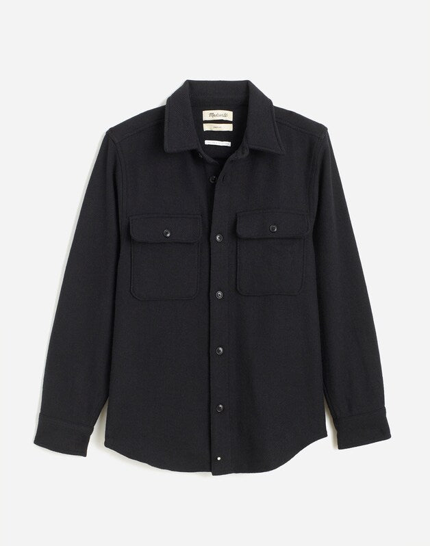 Brushed Easy Shirt-Jacket in Italian Fabric TRUE BLACK