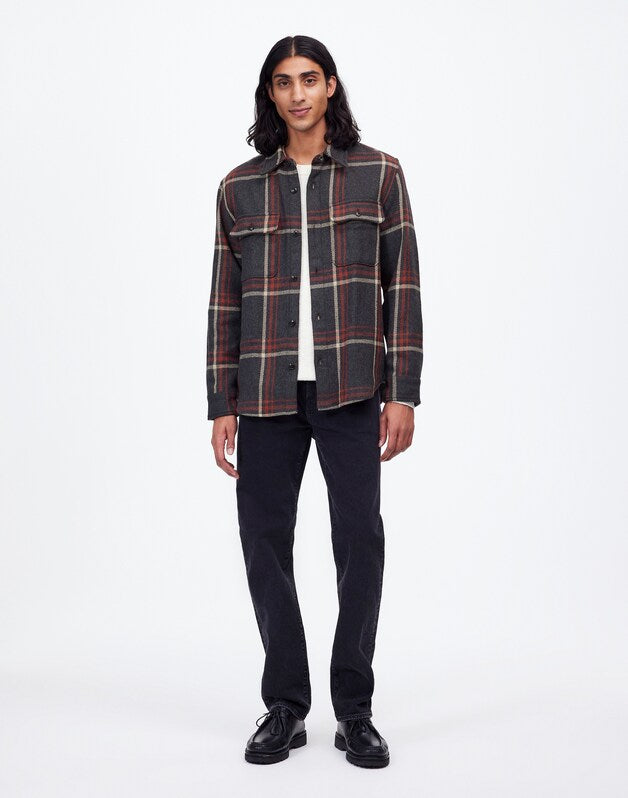 Brushed Easy Shirt-Jacket in Italian Fabric COOL OBSIDIAN HEATHER