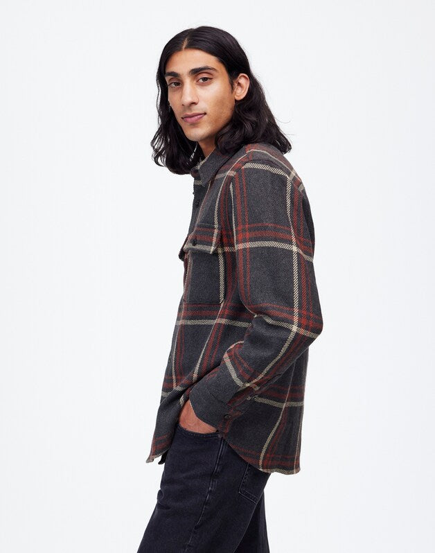 Brushed Easy Shirt-Jacket in Italian Fabric COOL OBSIDIAN HEATHER