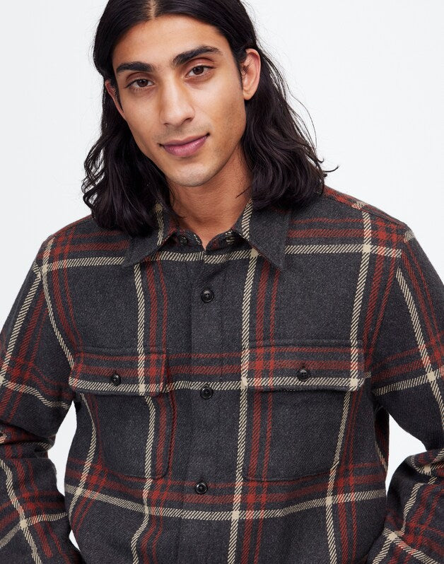 Brushed Easy Shirt-Jacket in Italian Fabric COOL OBSIDIAN HEATHER