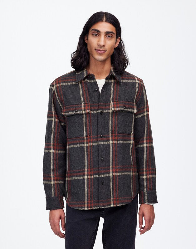 Brushed Easy Shirt-Jacket in Italian Fabric COOL OBSIDIAN HEATHER