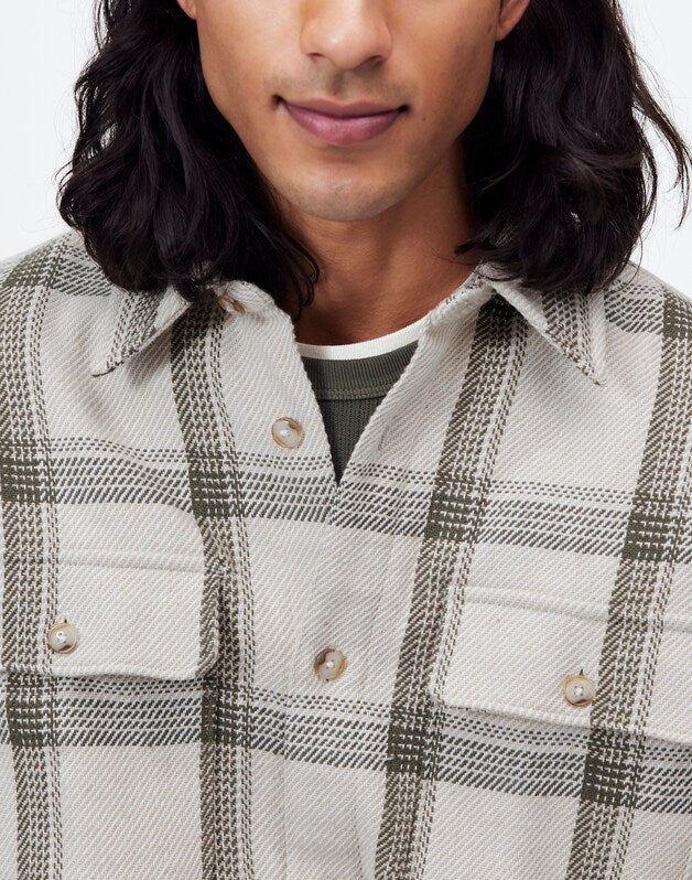Brushed Easy Shirt-Jacket in Italian Fabric BLEACHED CANVAS HEATHER