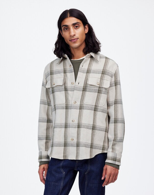 Brushed Easy Shirt-Jacket in Italian Fabric BLEACHED CANVAS HEATHER