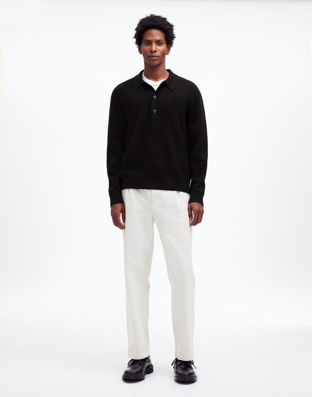 Milano-Knit Sweater Polo Shirt in Merino Wool TRUE BLACK