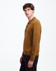 Milano-Knit Sweater Polo Shirt in Merino Wool RICH CAMEL