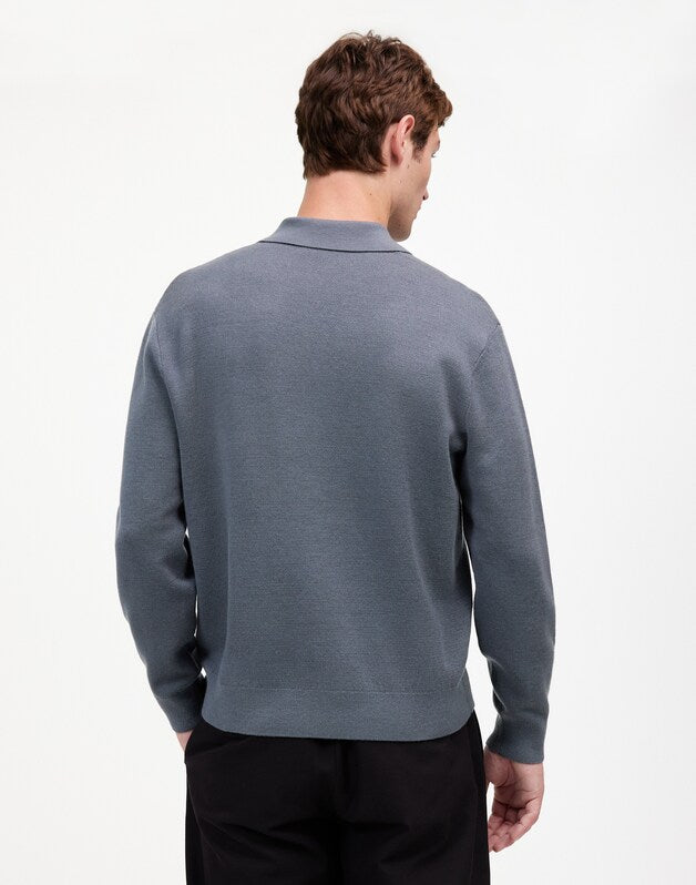 Milano-Knit Sweater Polo Shirt in Merino Wool DARK GREY