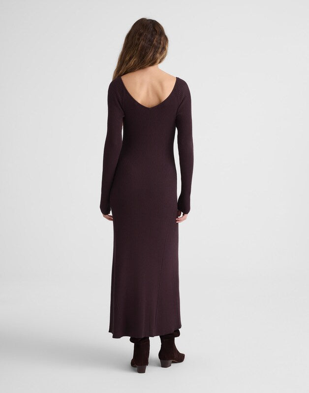The Signature Knit V-Neck Midi Dress ESPRESSO