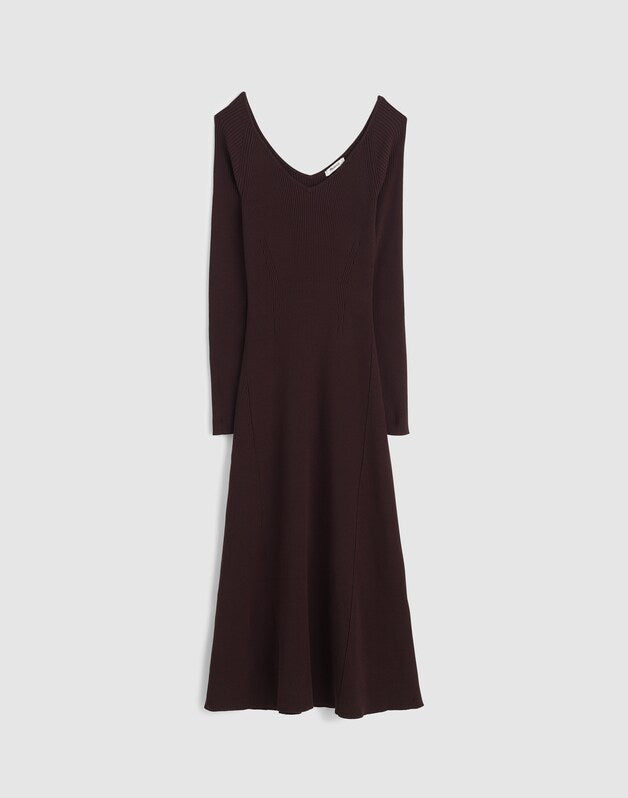 The Signature Knit V-Neck Midi Dress ESPRESSO