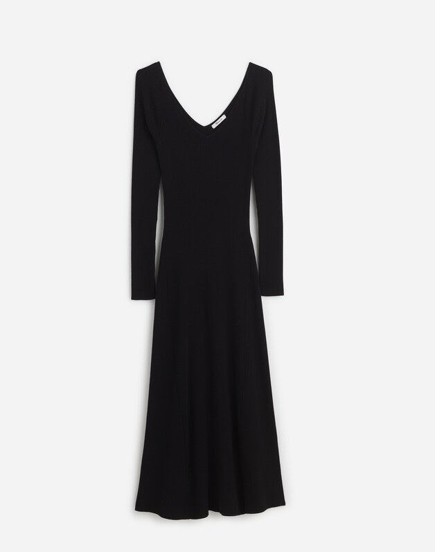 The Signature Knit V-Neck Midi Dress ABYSS