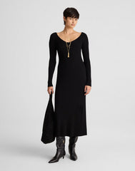 The Signature Knit V-Neck Midi Dress ABYSS