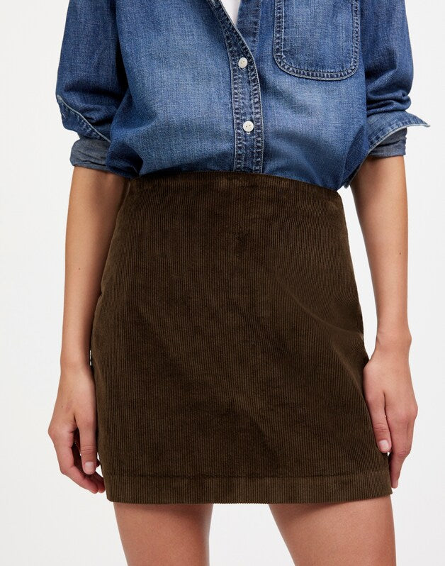 Corduroy Mini Skirt DARK CAROB