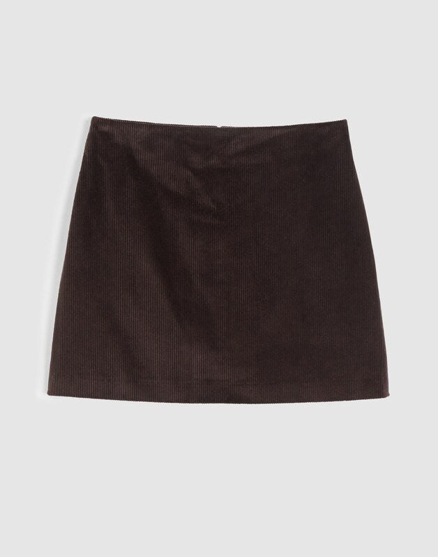 Corduroy Mini Skirt BLACK WALNUT