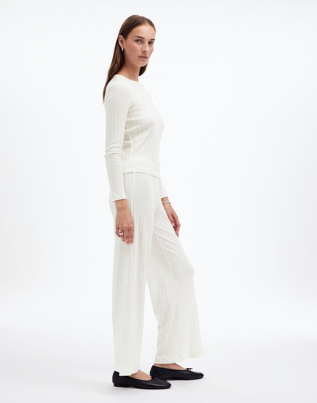 Madewell x LESET Pointelle Perfect Tee &amp; Pant Set WHITE