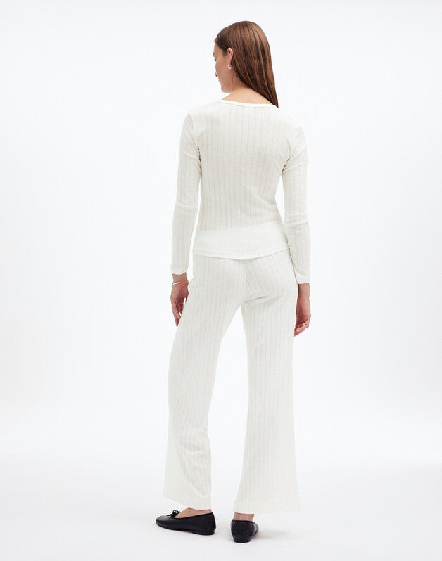 Madewell x LESET Pointelle Perfect Tee &amp; Pant Set WHITE