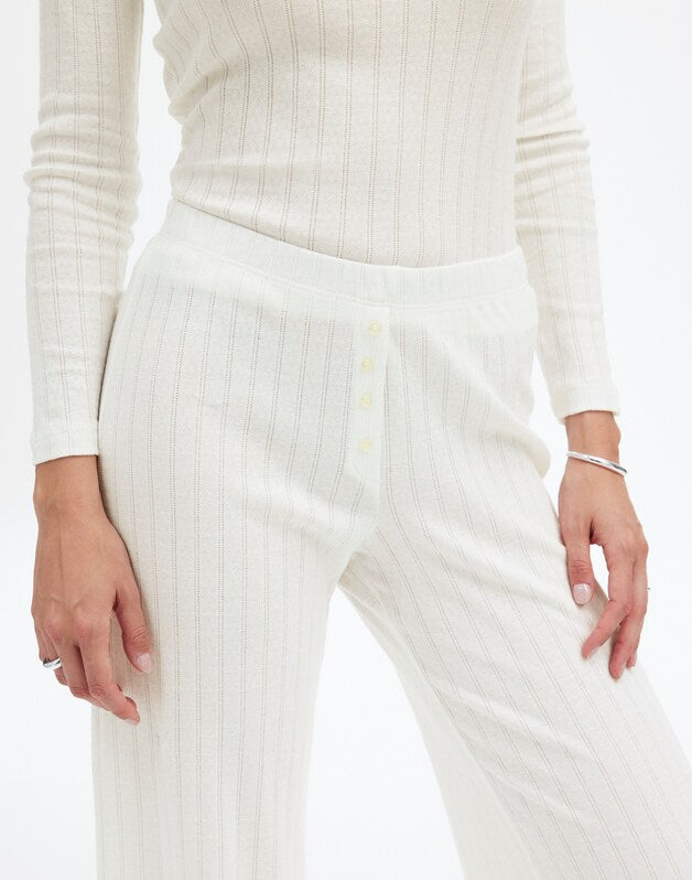 Madewell x LESET Pointelle Perfect Tee &amp; Pant Set WHITE