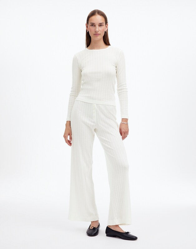Madewell x LESET Pointelle Perfect Tee &amp; Pant Set WHITE
