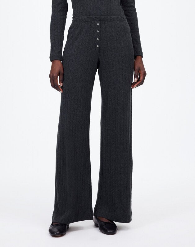 Madewell x LESET Pointelle Perfect Tee &amp; Pant Set GREY MELANGE
