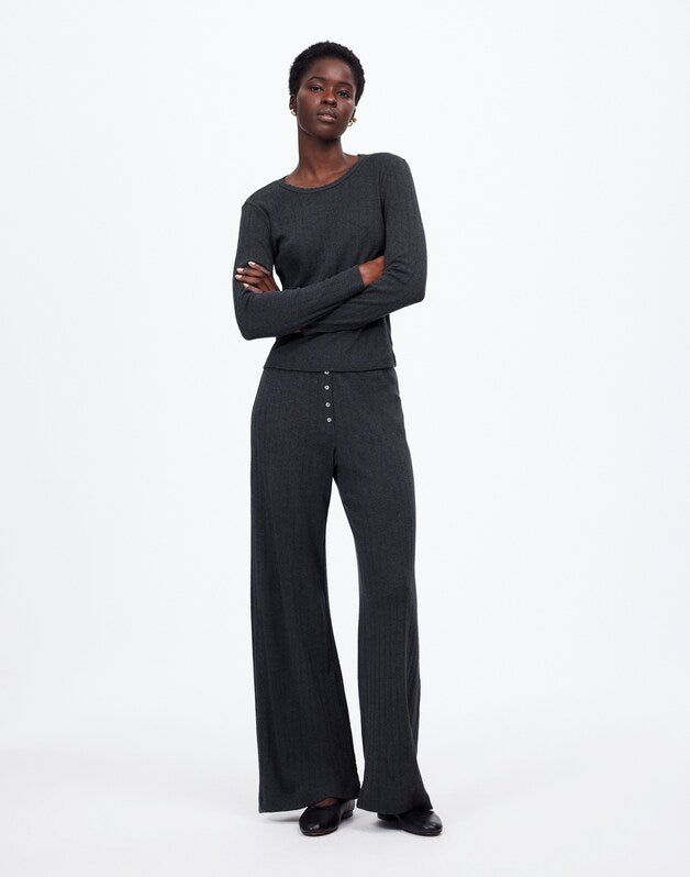 Madewell x LESET Pointelle Perfect Tee &amp; Pant Set GREY MELANGE
