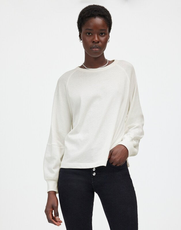 Relaxed Long-Sleeve Raglan Tee EYELET WHITE