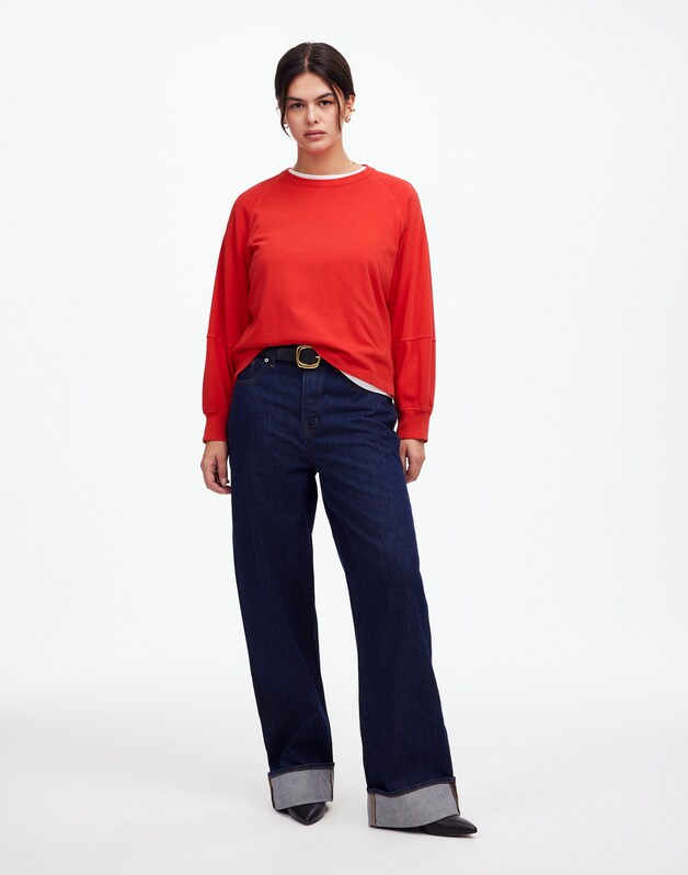 Relaxed Long-Sleeve Raglan Tee BRIGHT CHERRY