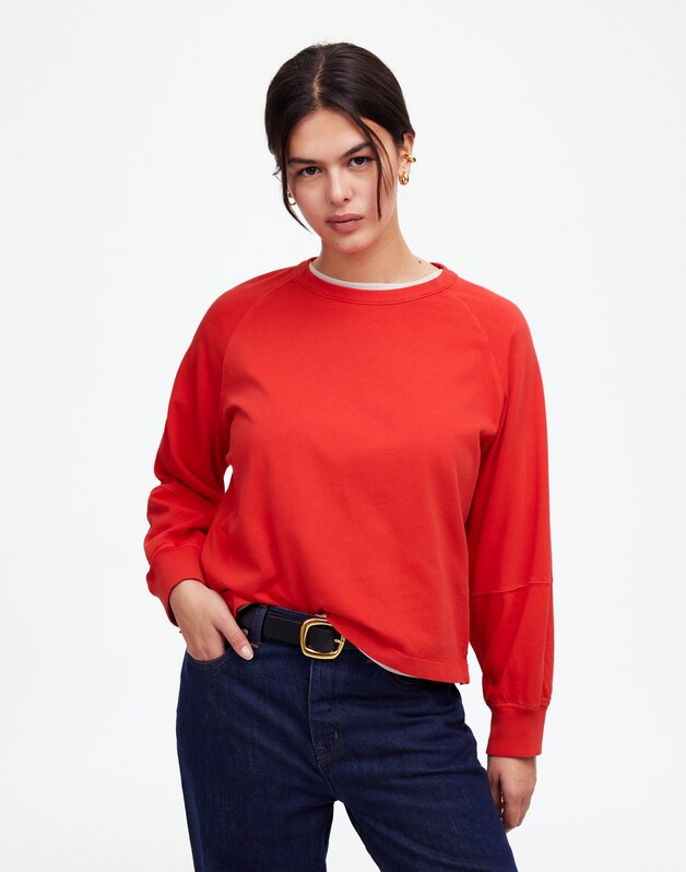 Relaxed Long-Sleeve Raglan Tee BRIGHT CHERRY