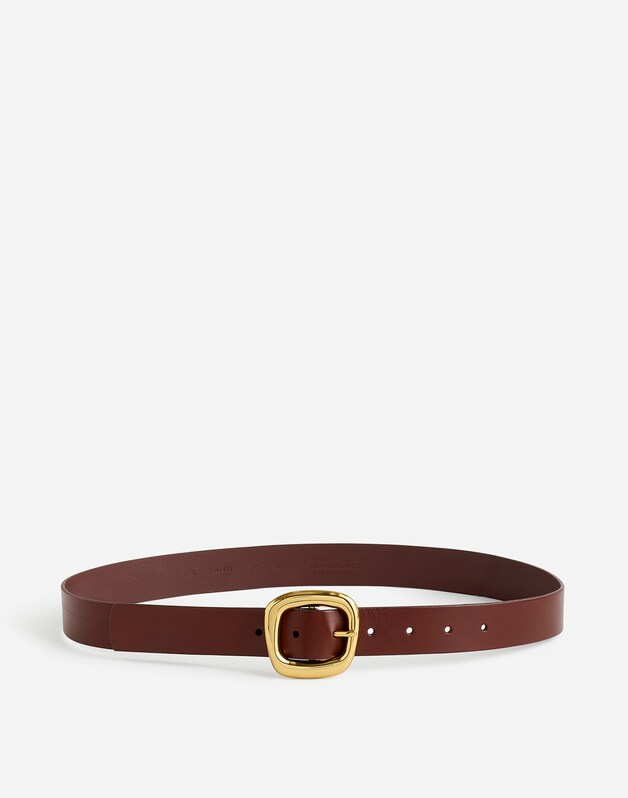 Sculptural Buckle Belt in Leather SOFT MAHOGANY