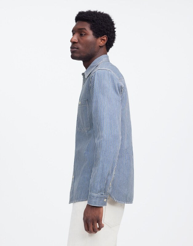 Indigo-Dyed Shirt in Engineer Stripe KERRVILLE WASH