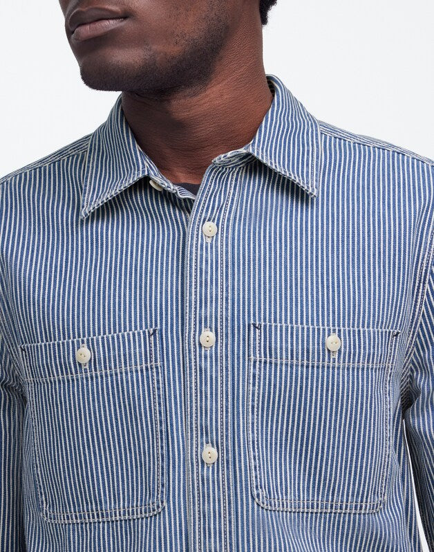 Indigo-Dyed Shirt in Engineer Stripe KERRVILLE WASH