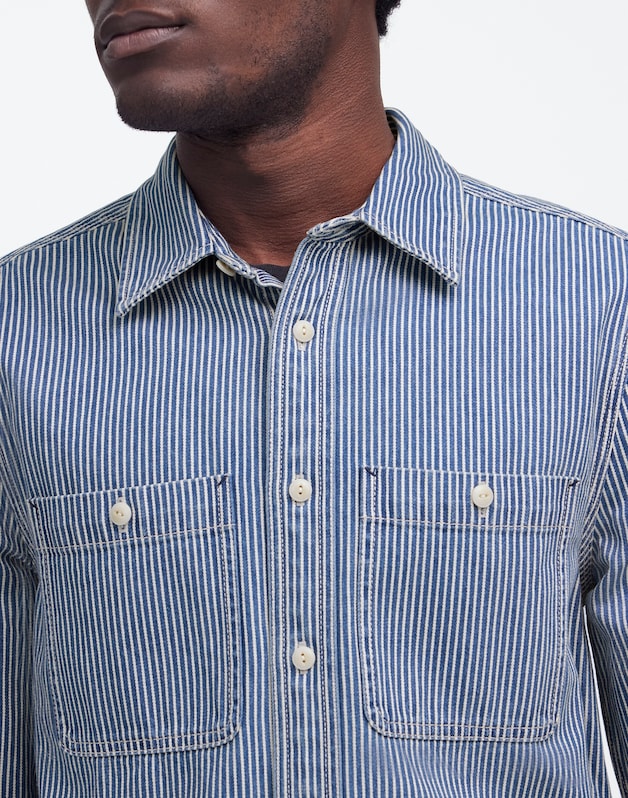 Indigo-Dyed Shirt in Engineer Stripe KERRVILLE WASH
