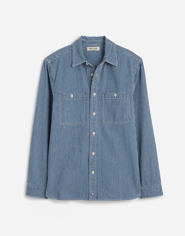 Indigo-Dyed Shirt in Engineer Stripe KERRVILLE WASH