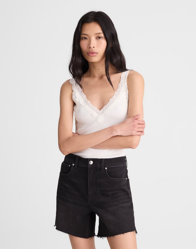 The Perfect Vintage Mid-Length Jean Short CATALANI WASH