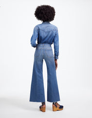 Petite Flared Wide-Leg Crop Jeans in Oneida Wash ONEIDA WASH