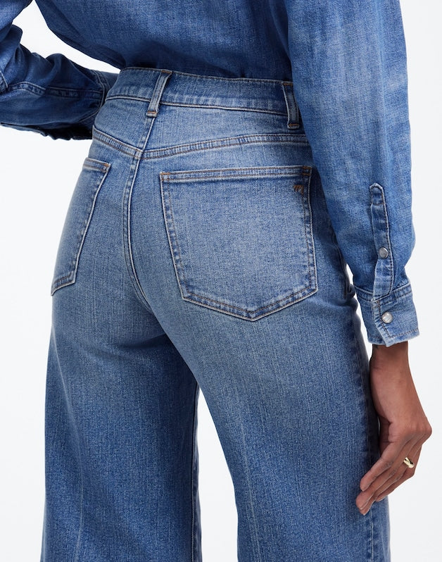 Petite Flared Wide-Leg Crop Jeans in Oneida Wash ONEIDA WASH