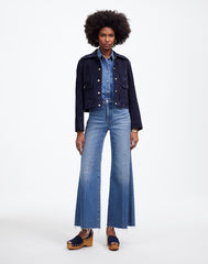Petite Flared Wide-Leg Crop Jeans in Oneida Wash ONEIDA WASH