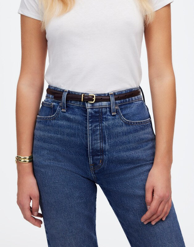 The Essential Skinny Leather Belt DARK CAROB