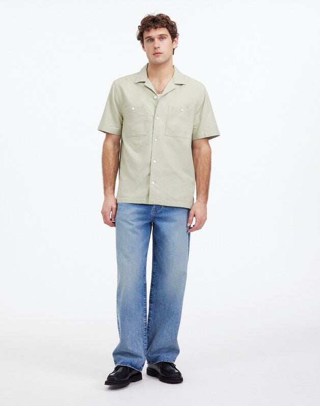 Camp Collar Short-Sleeve Shirt in Everyday Twill DUSTY CELADON