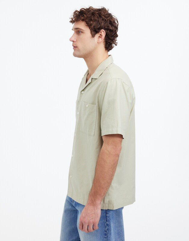 Camp Collar Short-Sleeve Shirt in Everyday Twill DUSTY CELADON