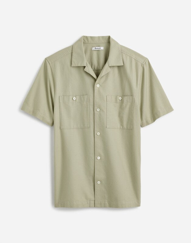 Camp Collar Short-Sleeve Shirt in Everyday Twill DUSTY CELADON