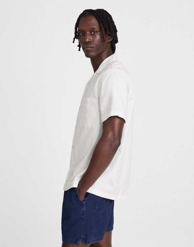 Camp Collar Short-Sleeve Shirt in Everyday Twill WHITE