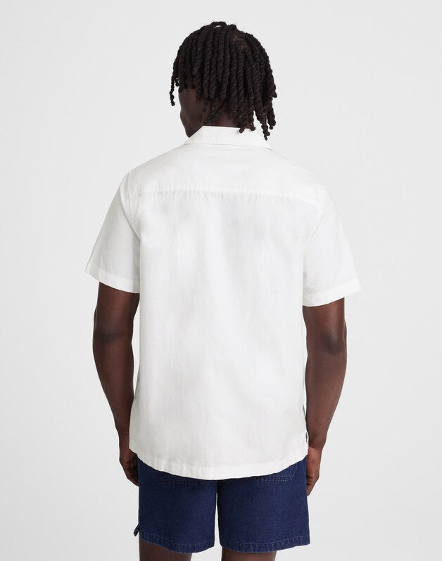 Camp Collar Short-Sleeve Shirt in Everyday Twill WHITE