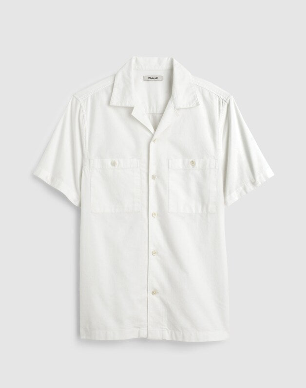 Camp Collar Short-Sleeve Shirt in Everyday Twill WHITE