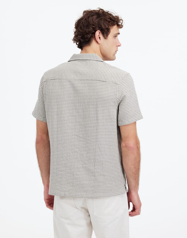 Basketweave Short-Sleeve Button-Up DUSTY CELADON