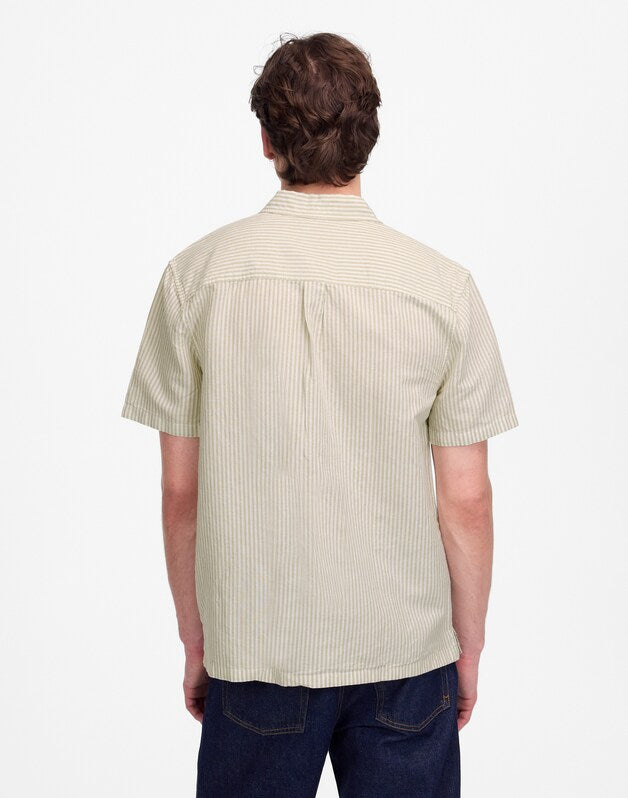 Button-Up Short-Sleeve Shirt in Cotton-Linen Blend DUSTY CELADON