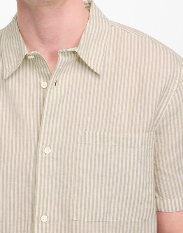 Button-Up Short-Sleeve Shirt in Cotton-Linen Blend DUSTY CELADON