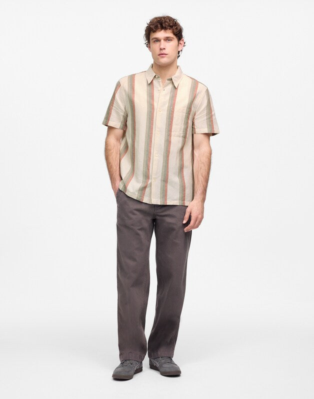 Button-Up Short-Sleeve Shirt in Cotton-Linen Blend VINTAGE IVORY